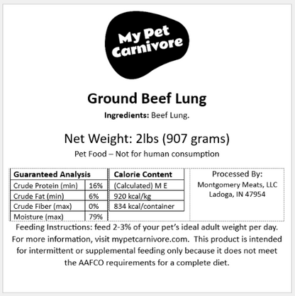 Ground Beef Lung - 2 LB.