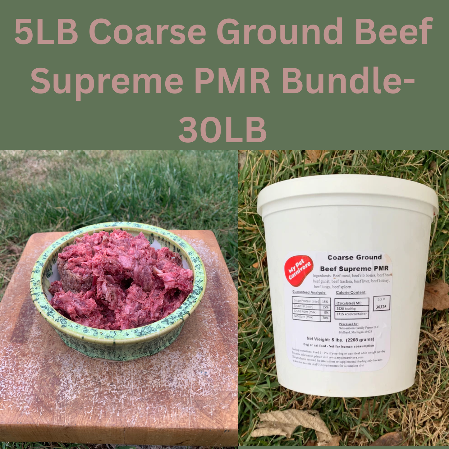 5LB Coarse Ground Beef Supreme PMR Bundle - 30 LB + Free Shipping