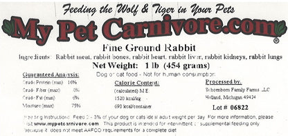 Fine Ground Whole Rabbit-1 LB.