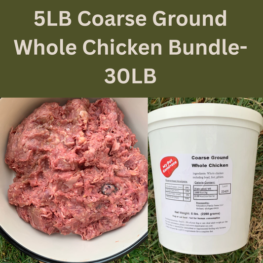5LB Coarse Ground Whole Chicken Bundle - 30 LB + Free Shipping