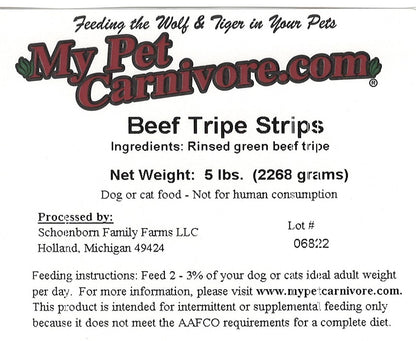 Green Beef Tripe Strips/Chunks-5 LB.