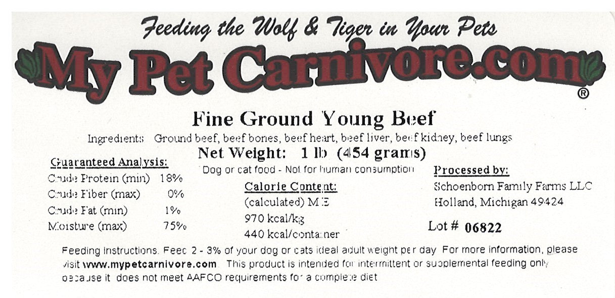 Fine Ground Whole Young Beef-1 LB.
