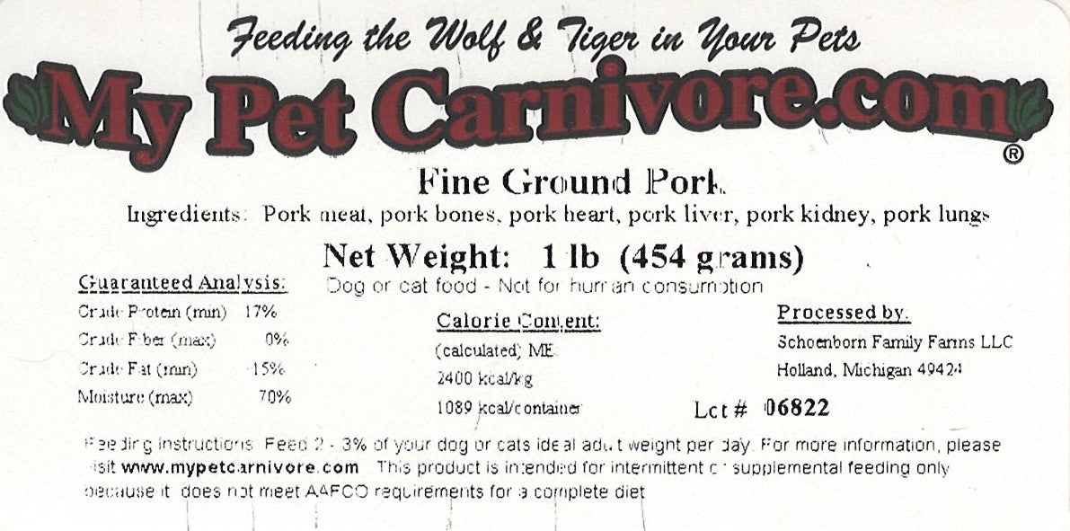 Fine Ground Whole Pork-1 LB.