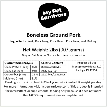 Boneless Ground Pork Prey - 2lb