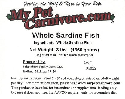 Whole Prey Sardines Fish-3 LB.